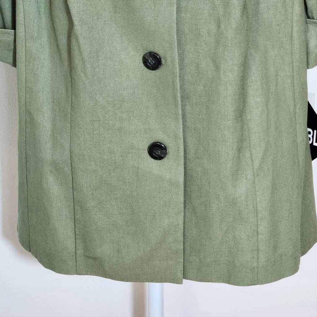 Lady Dorby Green Linen Short Sleeve Blazer NWT Size 16W Olive Green Blazer - Image 3