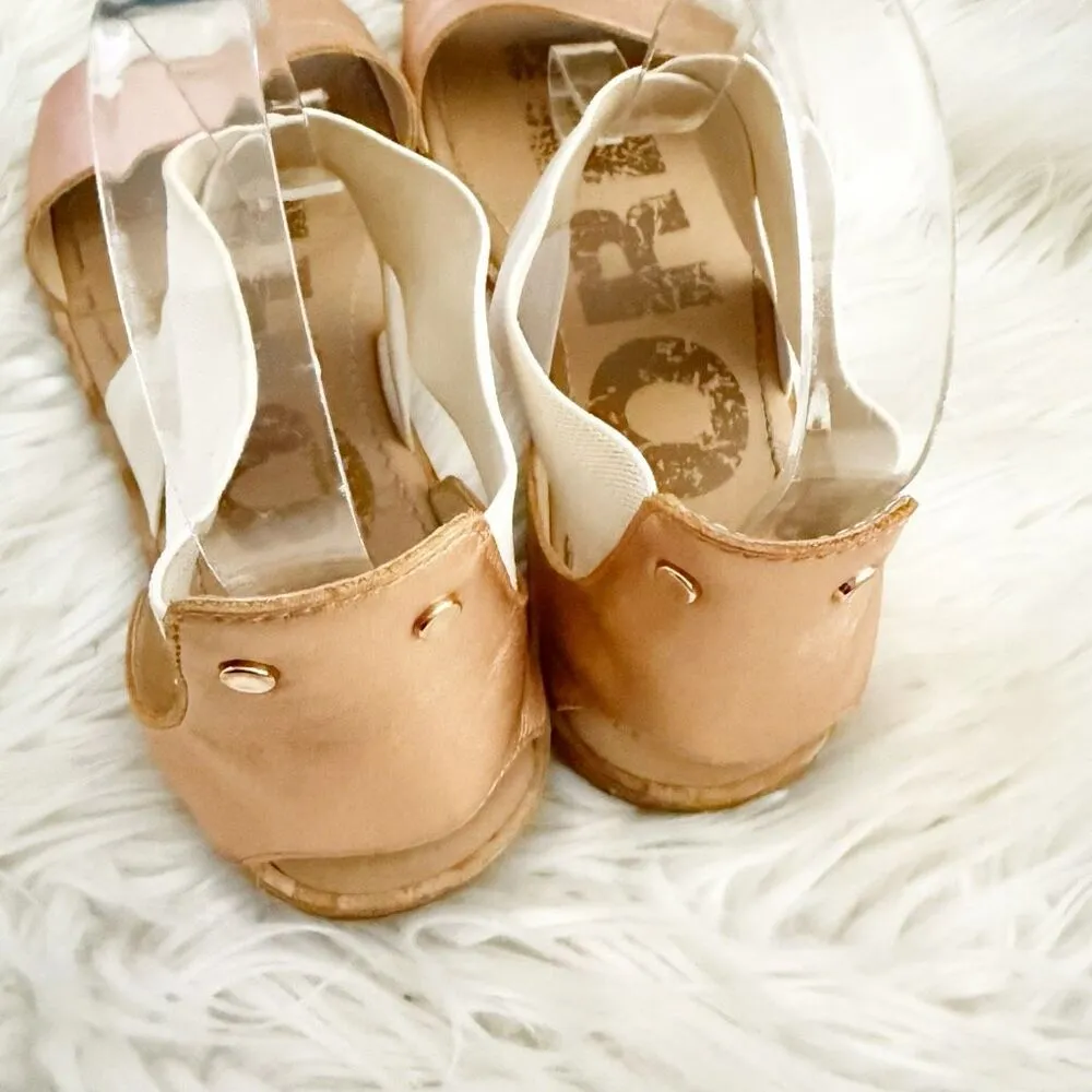 SOREL | Leather Sandals Sandal Natural Rose Gold Pink Beige Stretch | Size 9 - Image 4