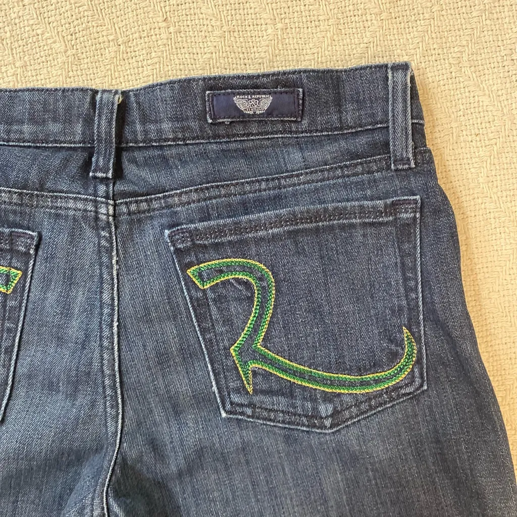 Rock & Republic Womens Size 28 Low Rise Straight Leg Blue Denim Jeans - Image 4