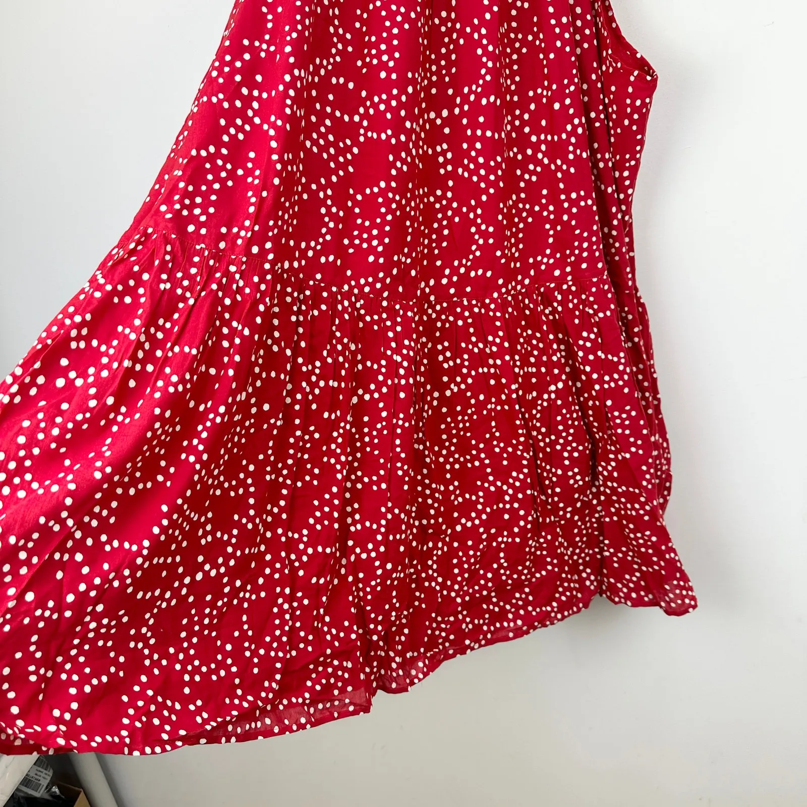 Madewell Drop Waist Mini Dress Polka Dot Trapeze Relaxed Festival Red XXL NWT - Image 15