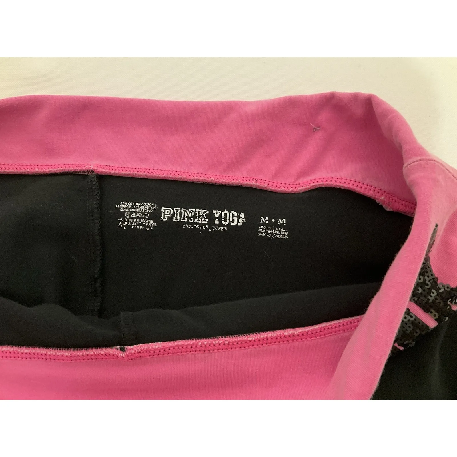 Vintage Victoria's Secret PINK Fold Over Yoga Capri Bling Y2K Spellout‎ Size Med - Image 10