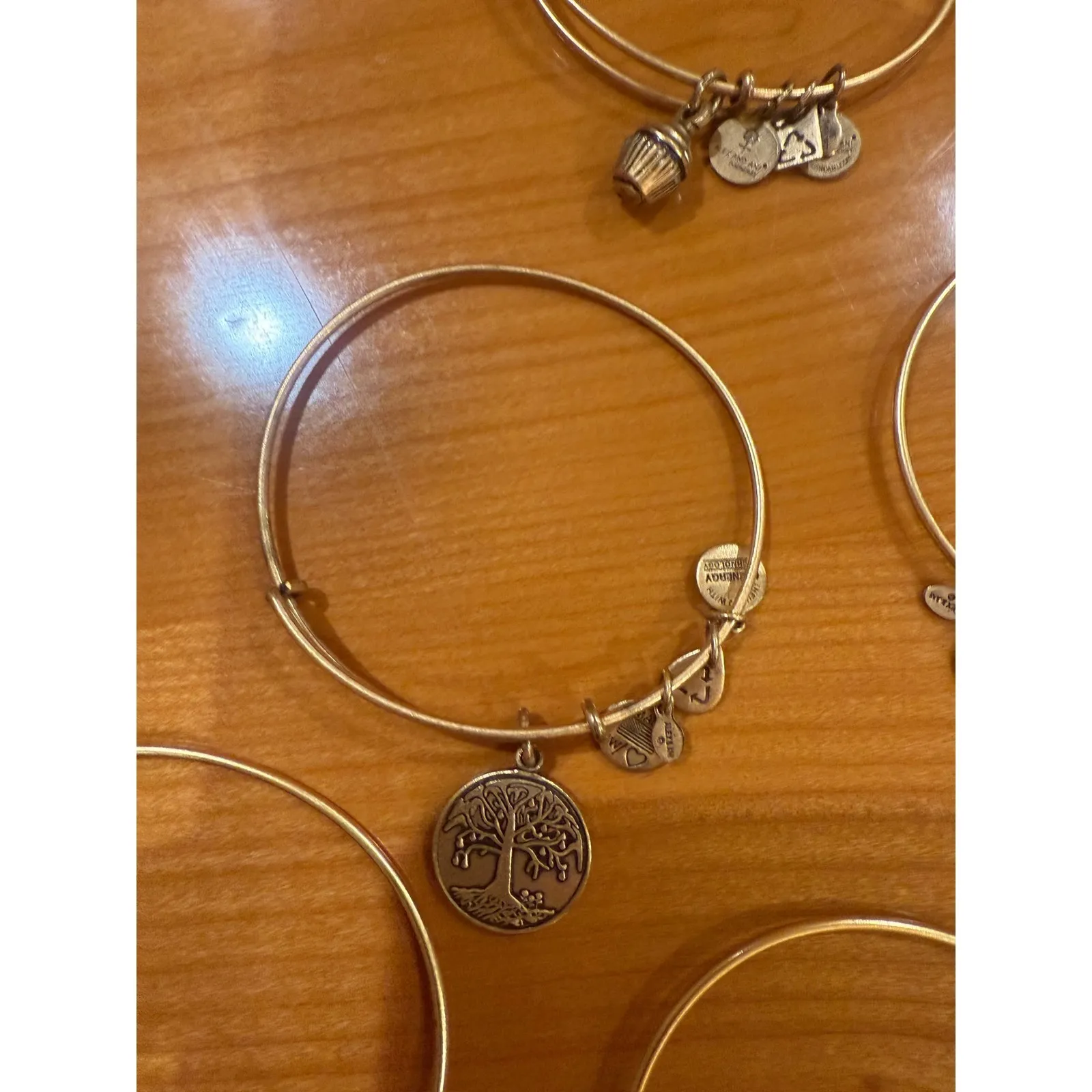 Alex and Ani Charm Bracelets Gold Tone Mixed Charms Lot of 10 - Image 8