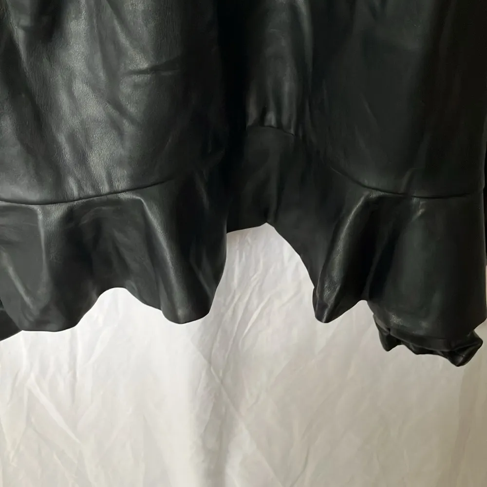 Express: Black Soft Faux Leather Moto style long sleeve Top- Soft- XL - Image 4