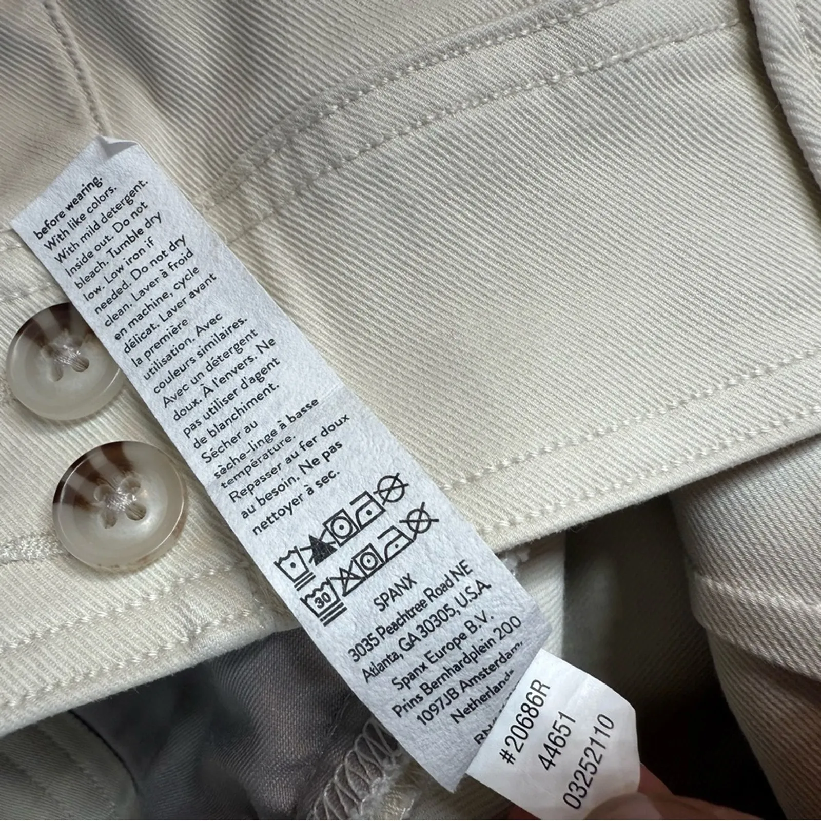 Spanx Stretch Twill Cropped Wide Leg Cargo Pants in Ivory White W1735 Sz M - Image 8