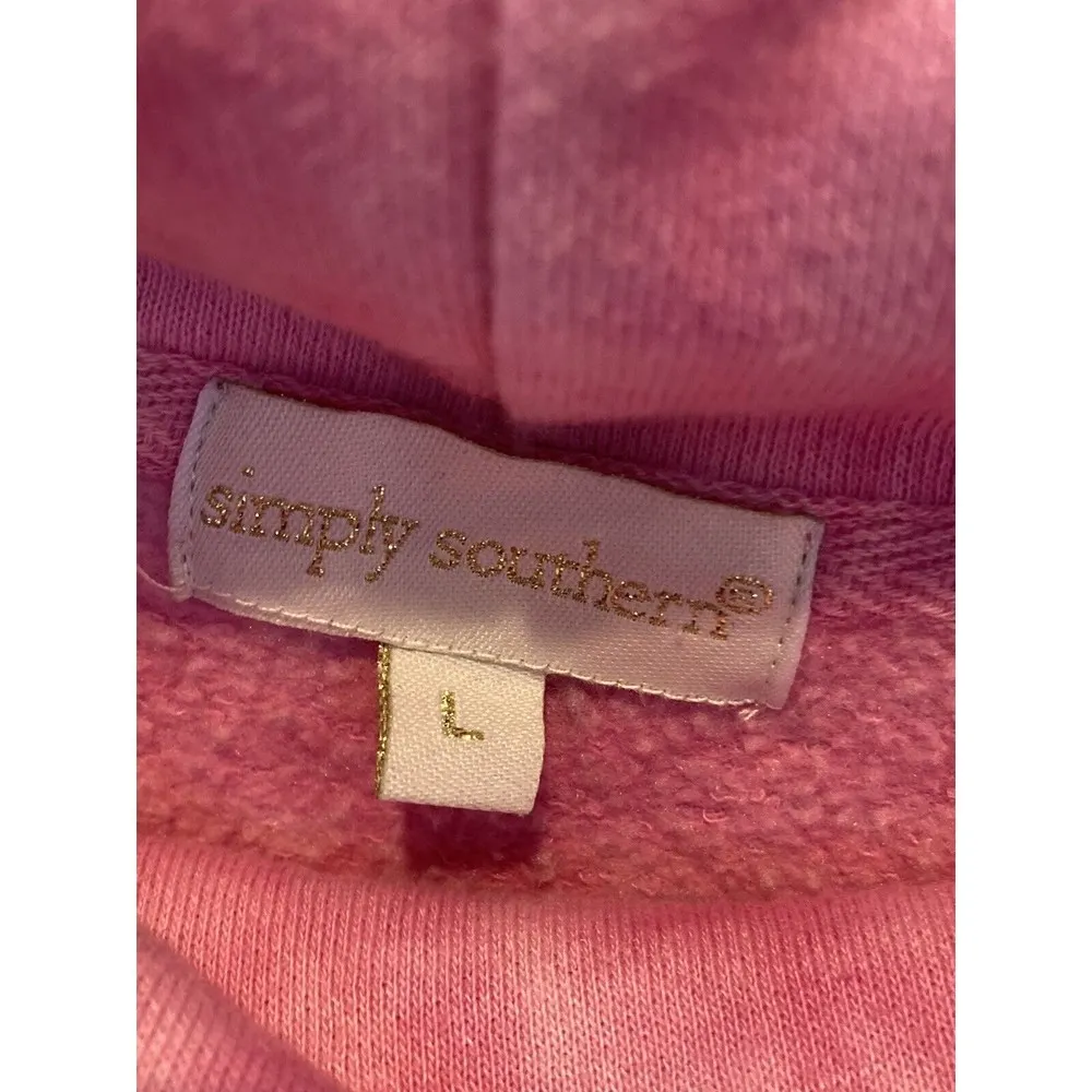 Simply Southern Women's Size Large Sweatshirt Cowl Neck Pink Tie Dye - Image 3