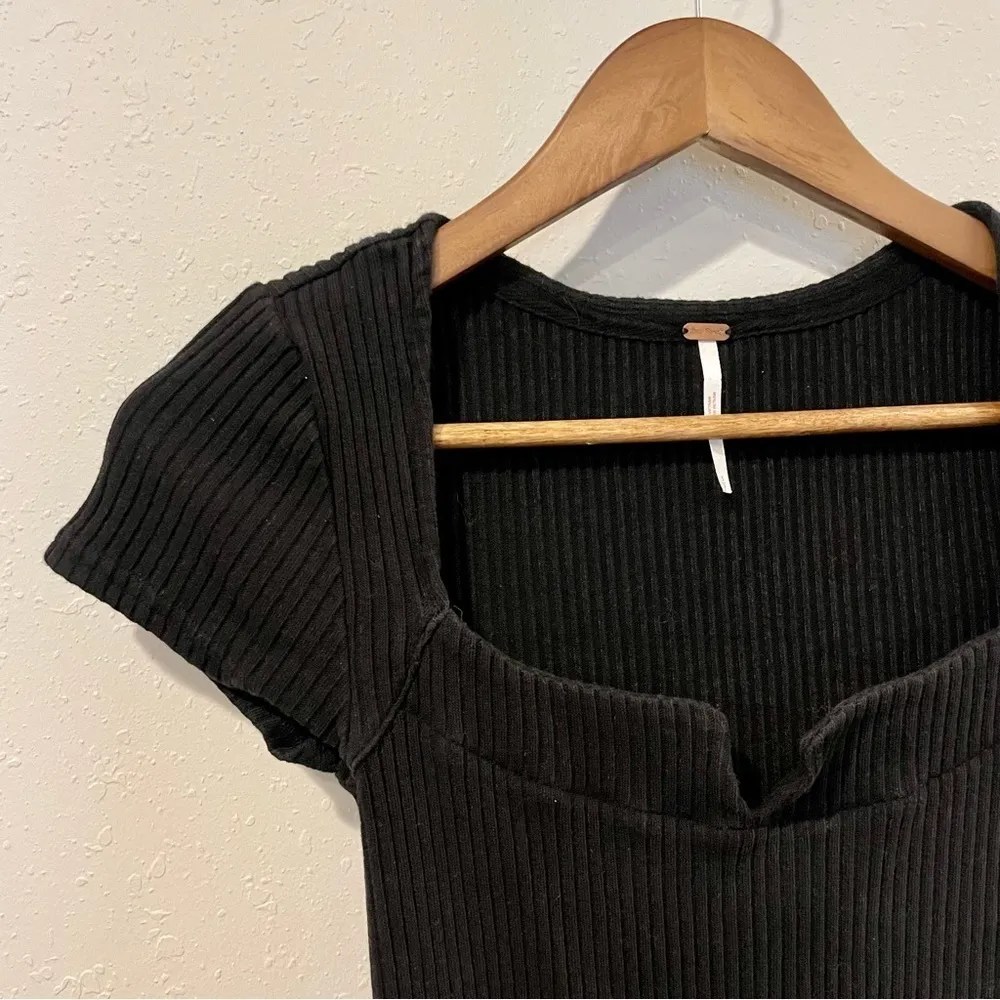 Free People Notch Your Girl Square Neck Ribbed Short Sleeve Top - Image 5