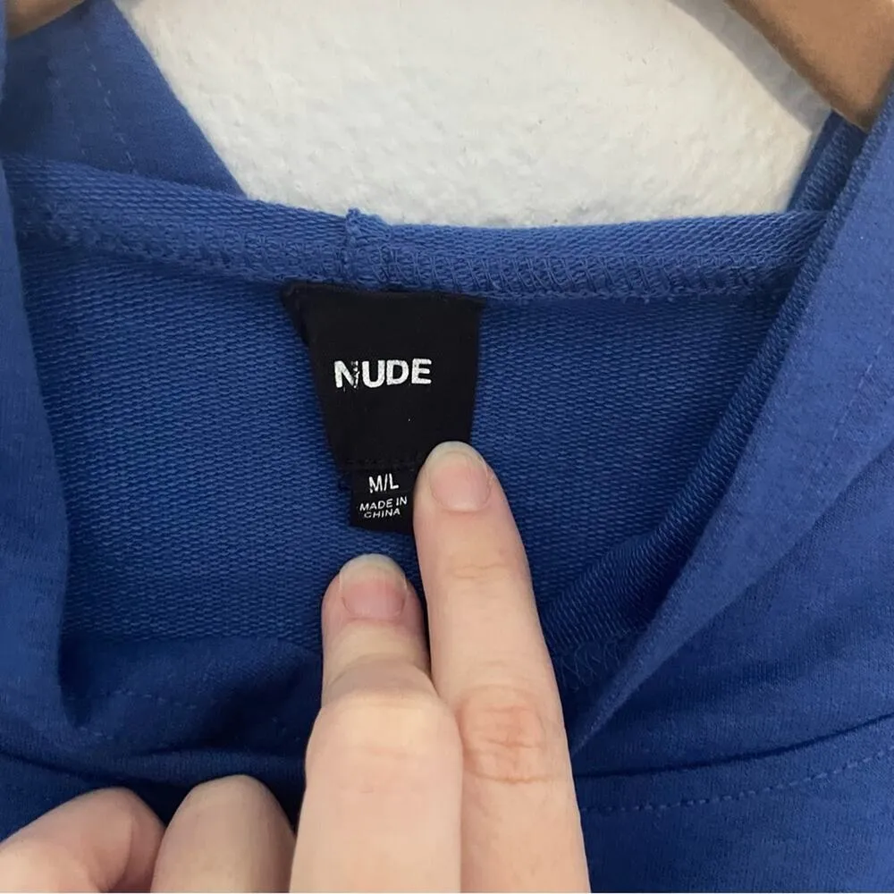 Cobalt Blue Hoodie Top with a tie back Size M - Image 4