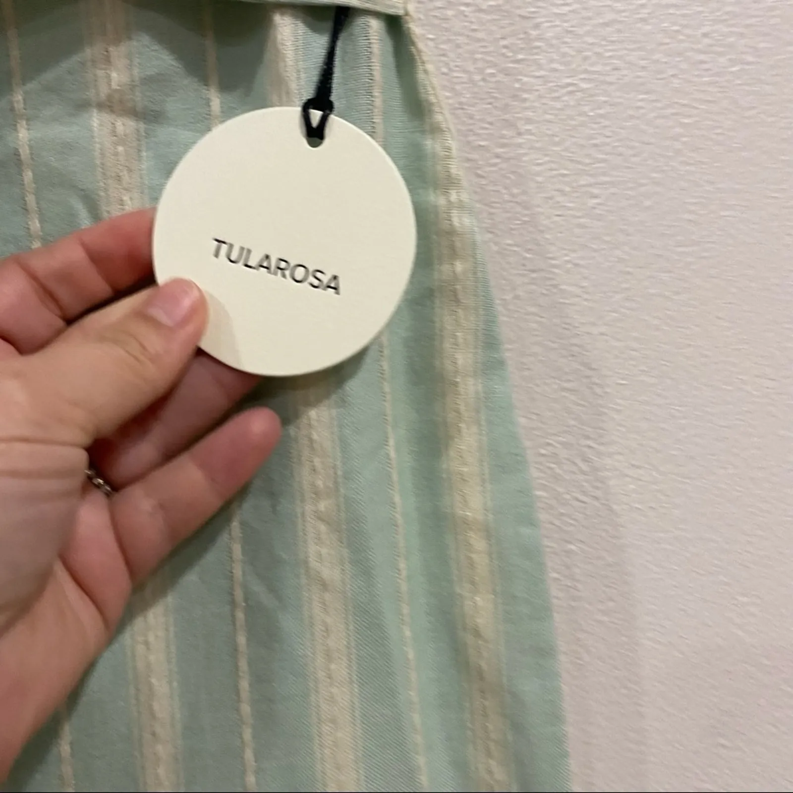 Tularosa Sydney Striped Wide Leg Pants Mint Green High Waist Belted Resortwear S - Image 4