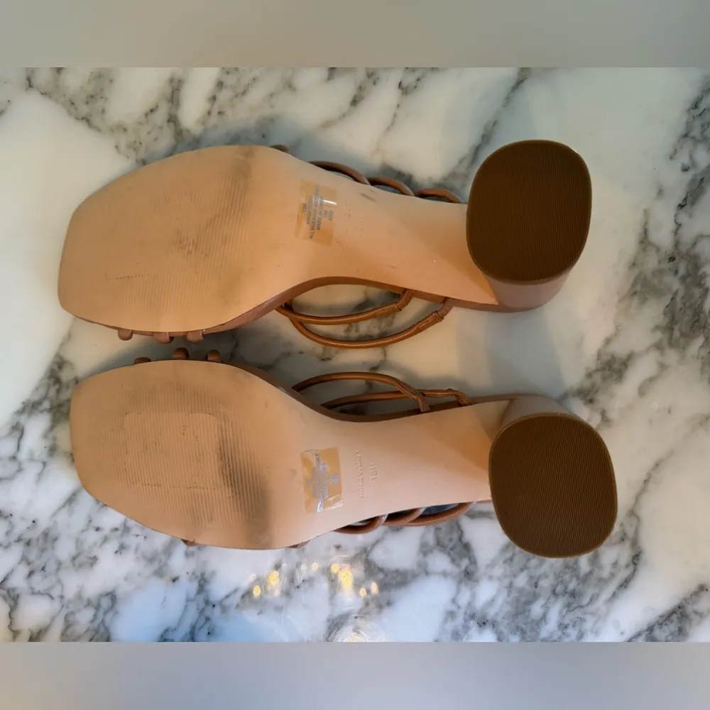 NWOT Nine West Glowy3 Nude Strappy Mules Sz 13 - look returned or tried on - Image 3