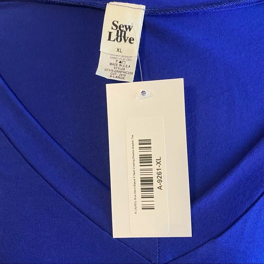 NWT Sew In Love Oversized Graphic Tee Chasing Dreams XL Blue - Image 6
