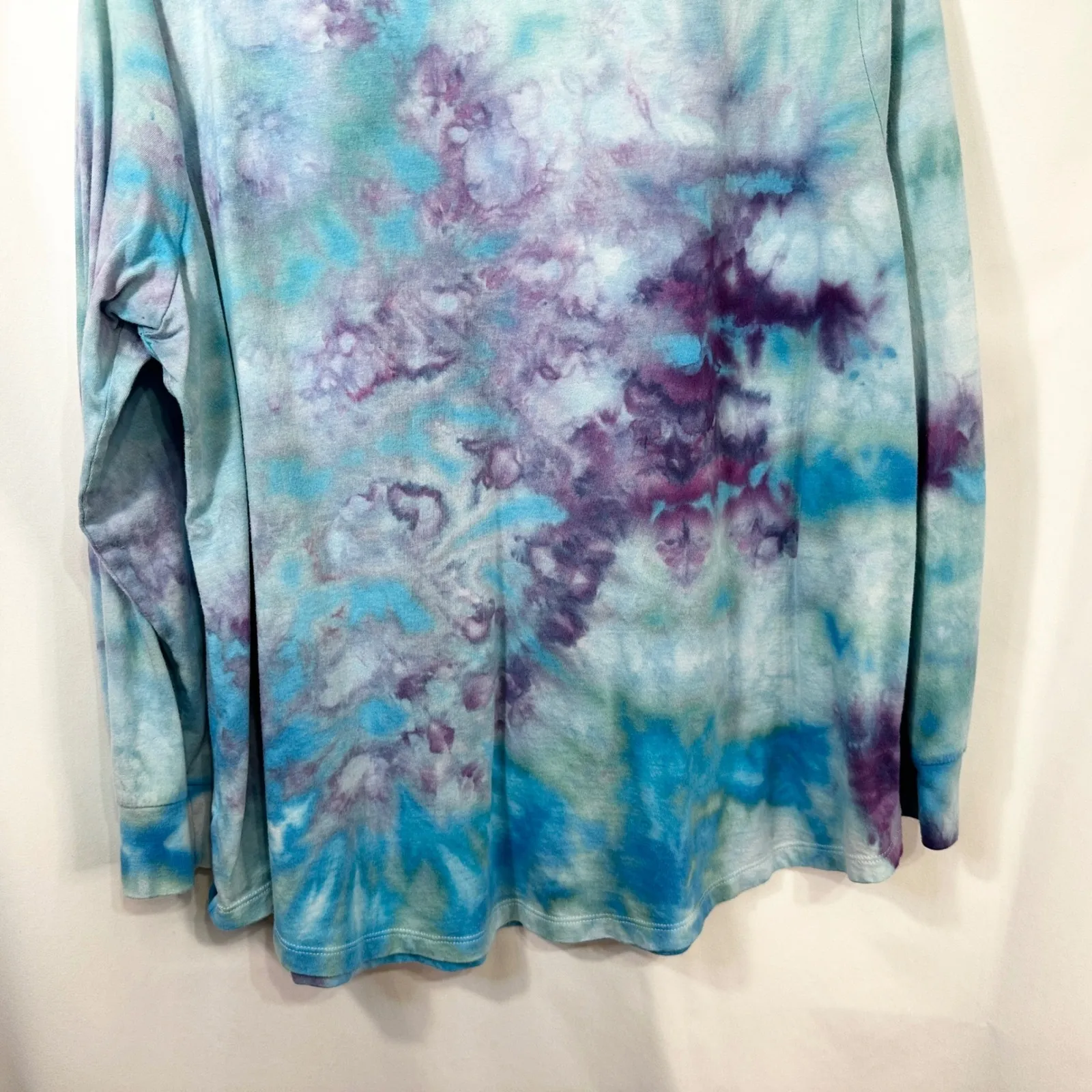 Terra & Sky Plus Size 2X Top Handmade Tie Dye Long Sleeve Blue Purple Boho 473 - Image 10