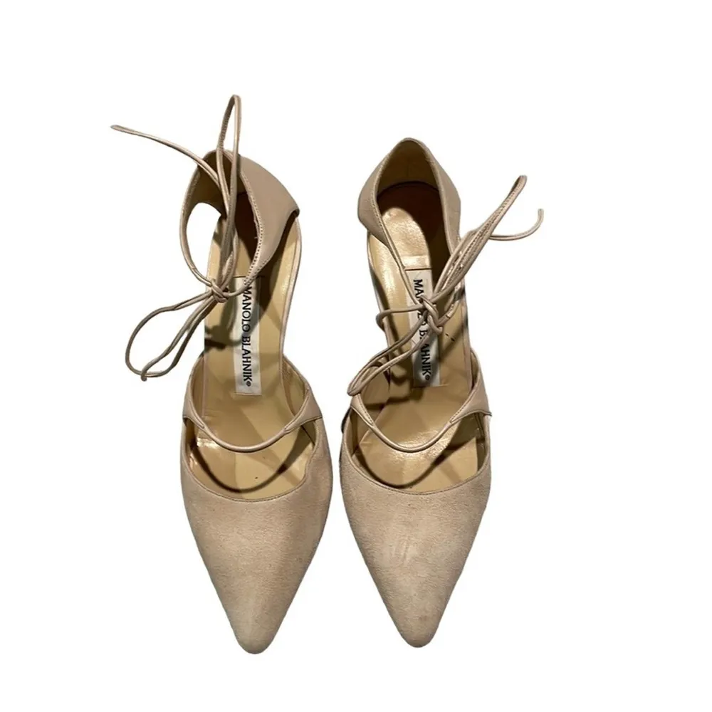 Manolo Blahnik  blush lace up heels size 36 - Image 2