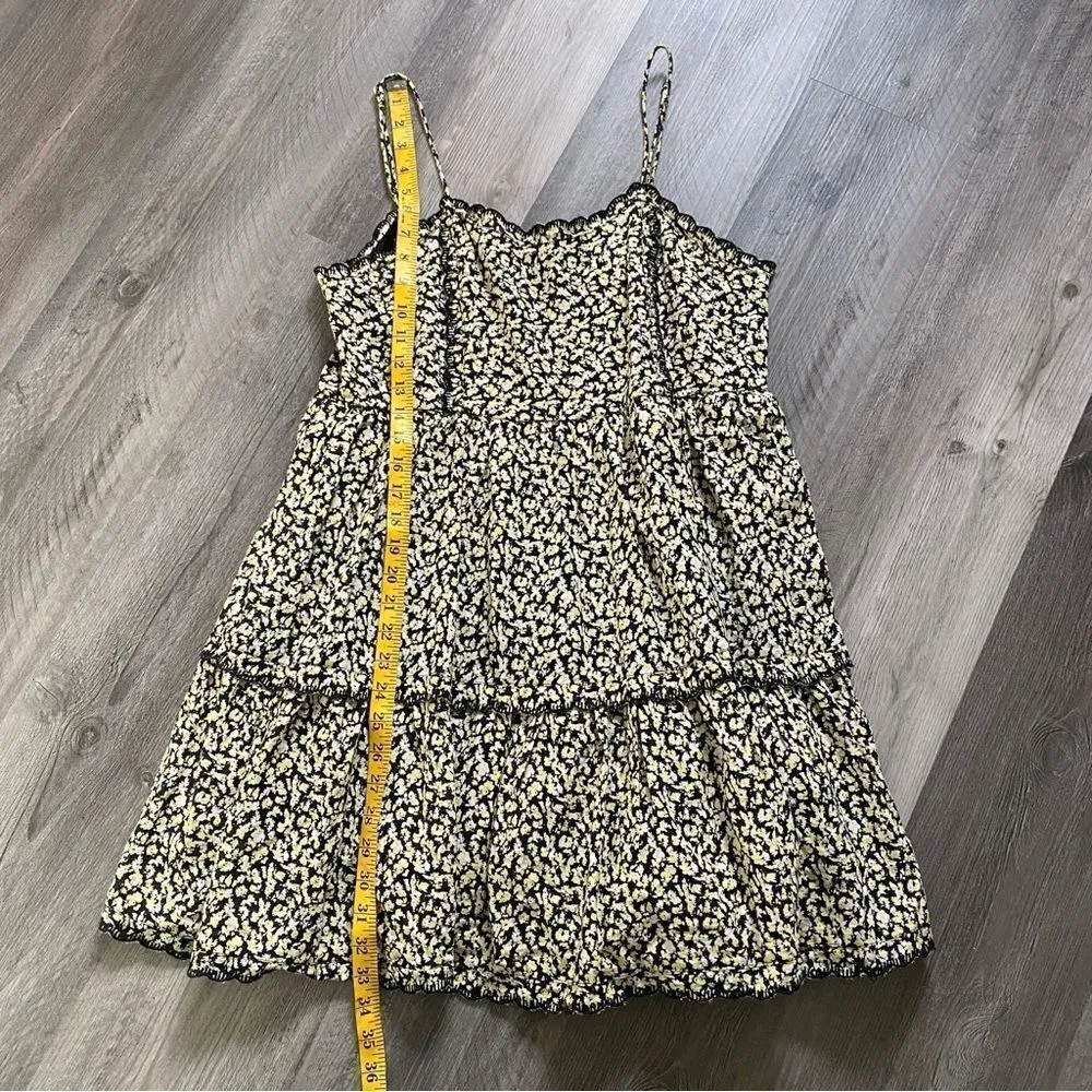 Urban Outfitters Hannah Scalloped Floral Dress NEW Black Yellow White - Image 11