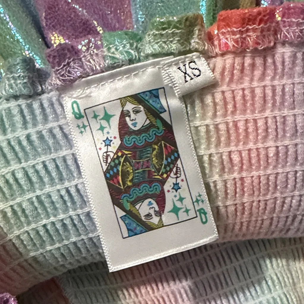 QUEEN OF SPARKLES Rainbow Shimmer Shorts/Skirt Size XS Pink - Image 5