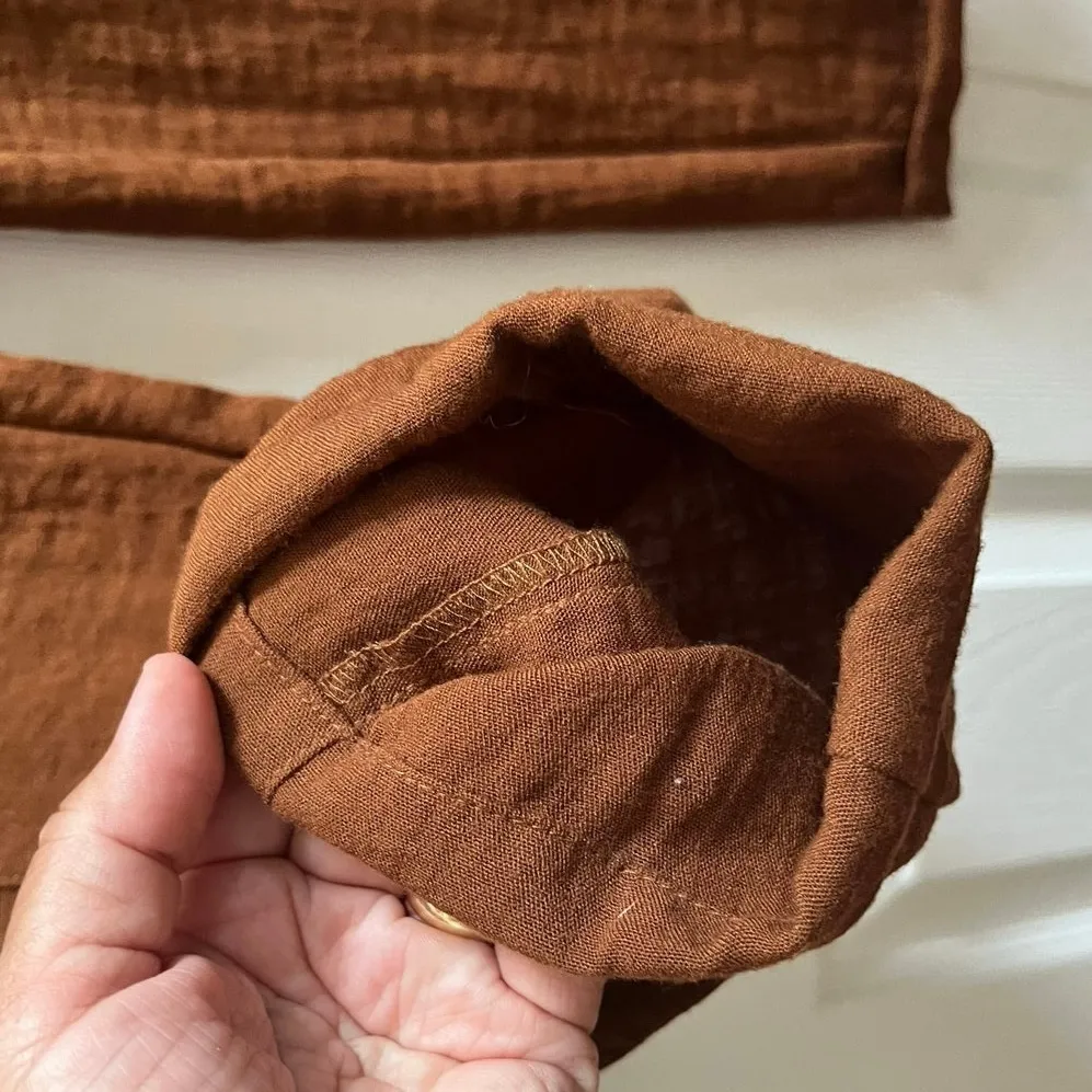 Wrap London Brown Viscose Polyamide Cuffed Cargo Pant Size 2 Lightweight - Image 8