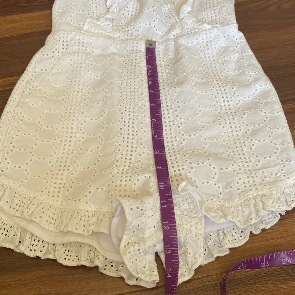 BCBGeneration 4/$20  Mini Shorts Sleeveless Romper Lace Eyelet White - Image 8