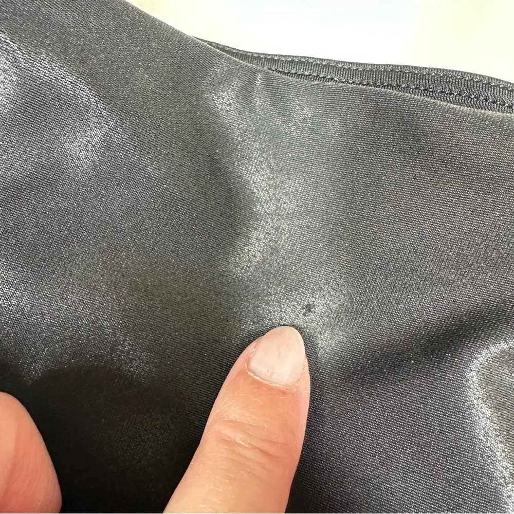 SPANX Faux Leather Moto Leggings Black Medium Pleather Pants City Chic Stretch - Image 9