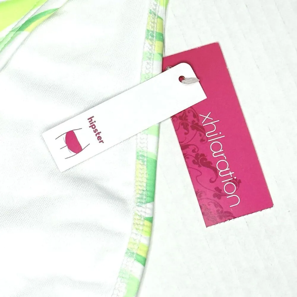 Xhiliration Juniors Side Tab Hipster Abstract Print Bikini Bottom L (8-10) New! - Image 5