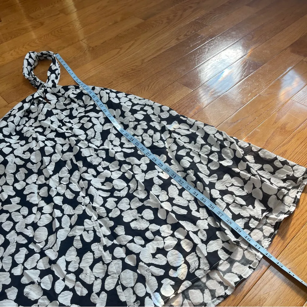 Mango Black And White Floral Print Halterneck Swing Lightweight Dress Size 10 - Image 12