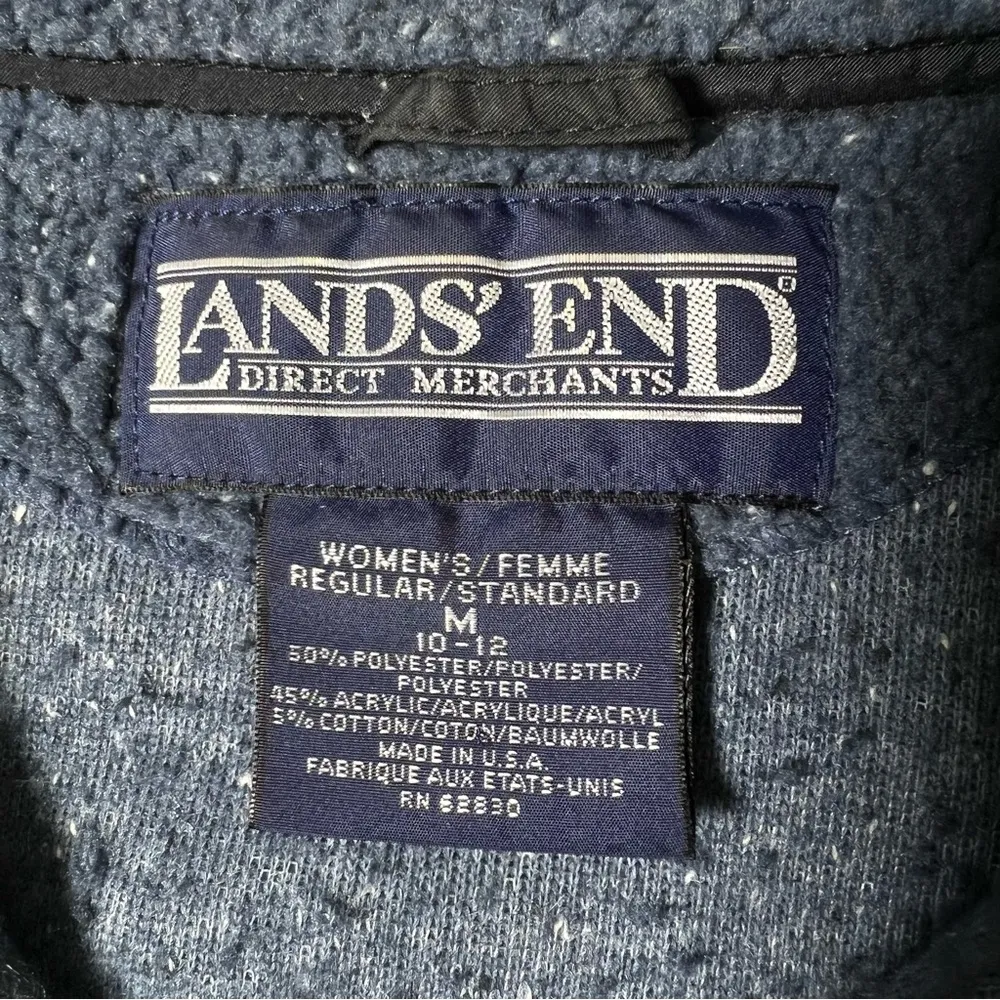 Land’s End Vintage Dark Blue Sherpa Teddy Fleece Full Zip Vest - Image 8