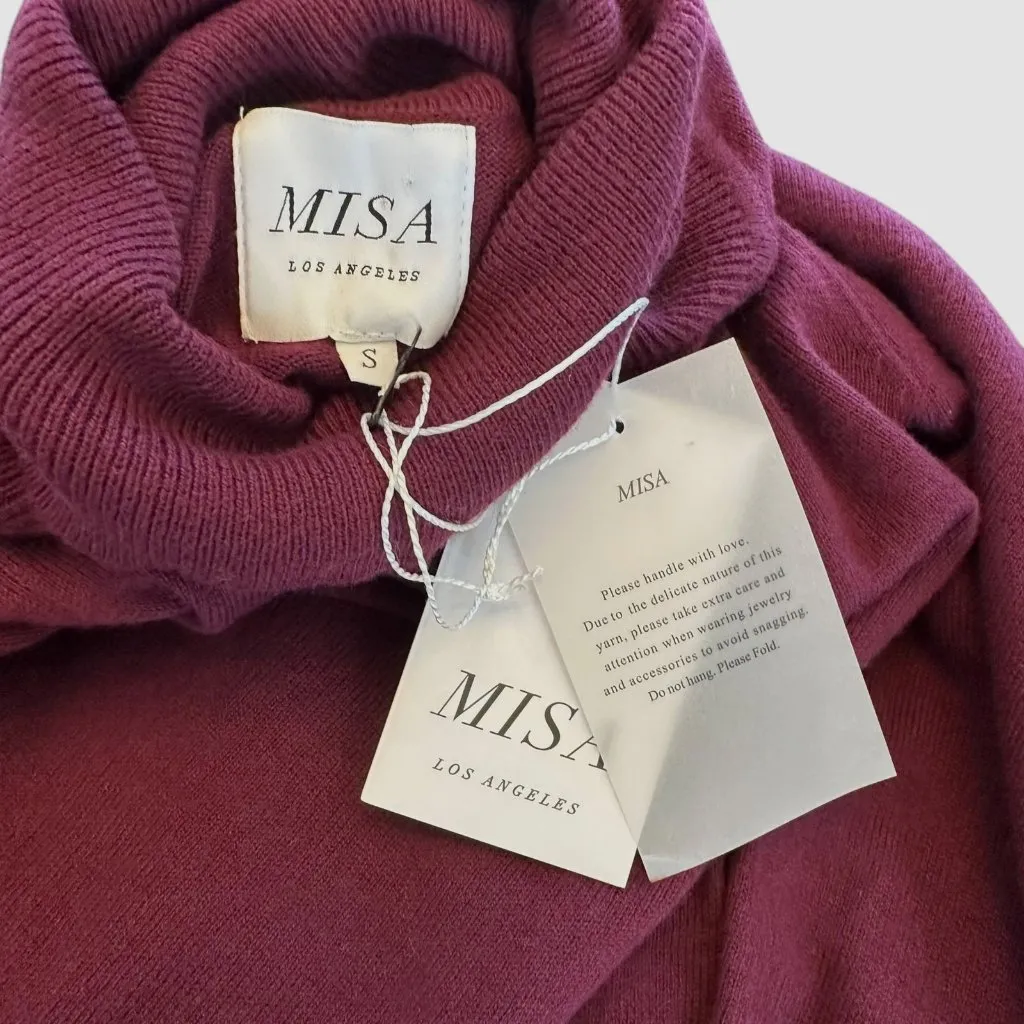 NWT MISA Los Angeles Burgundy Gabriela Puff-Shoulder Sweater Size Small - Image 5