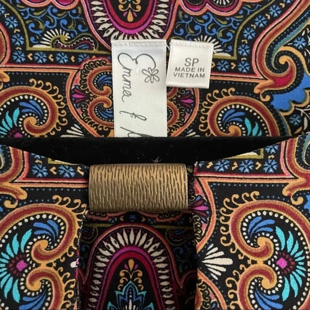 Emma & Michele Shift Dress SP Petite Stretchy Bohemian Print Party Keyhole - Image 6