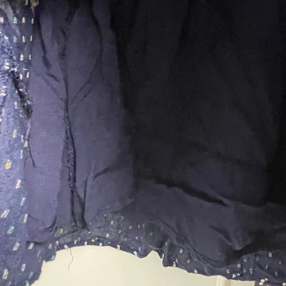 Loft Size Small Flounce Skirt Size Small Navy Green Yellow Clip Dot Lined Women - Image 4