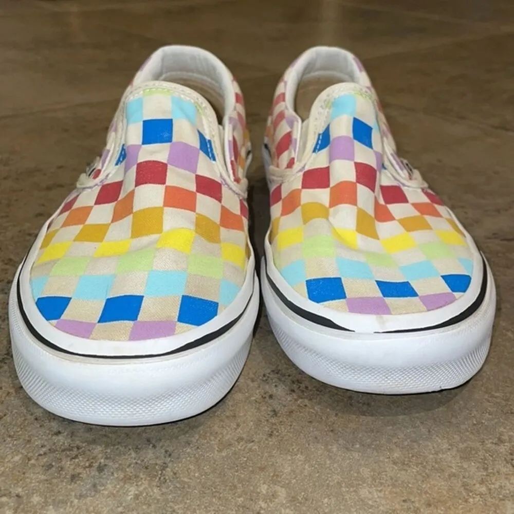 Vans Rainbow Checkerboard Slip-on Sneakers Unisex Size M4 W 5.5 500714 - Image 4