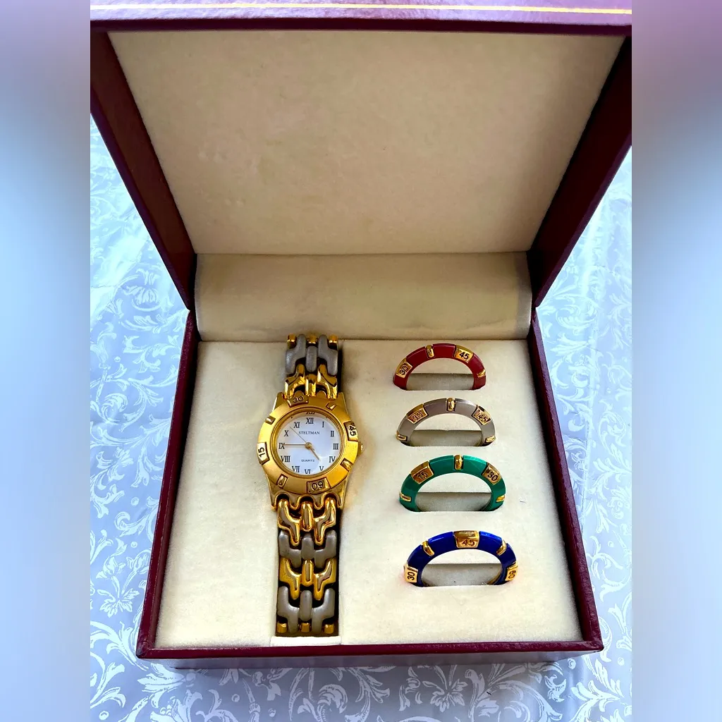 Ladies DRESSY STELTMAN stainless steel watch💚💛❤️💙🩶 Gold - Image 8