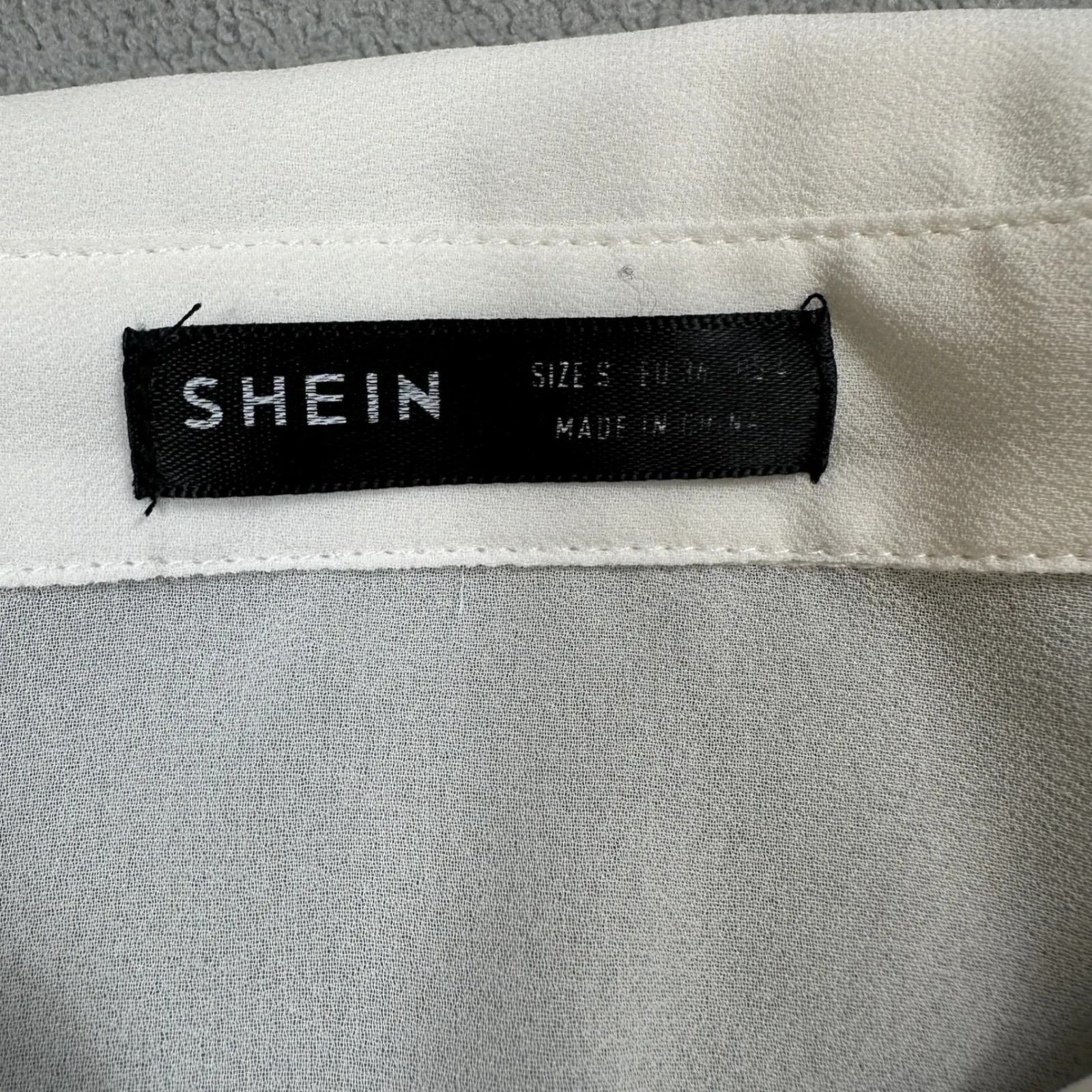 SHEIN Blouse White S Sheer Button Down Long Sleeve Shirt Top Collared Cuffs - Image 4