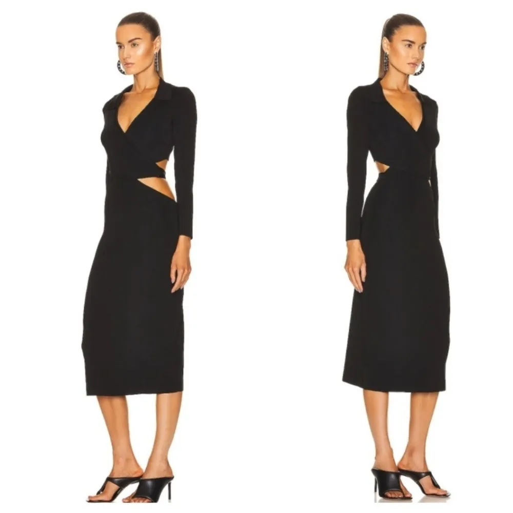 NWT Cult Gaia Cristina Black Knit Cut Out Midi Dress size XS - Image 2