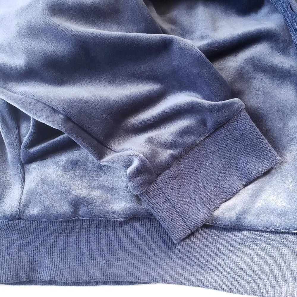 Spense Sport Womens Velour Jacket Size Large Full Zip Slate Blue High neck Y2K - Image 4