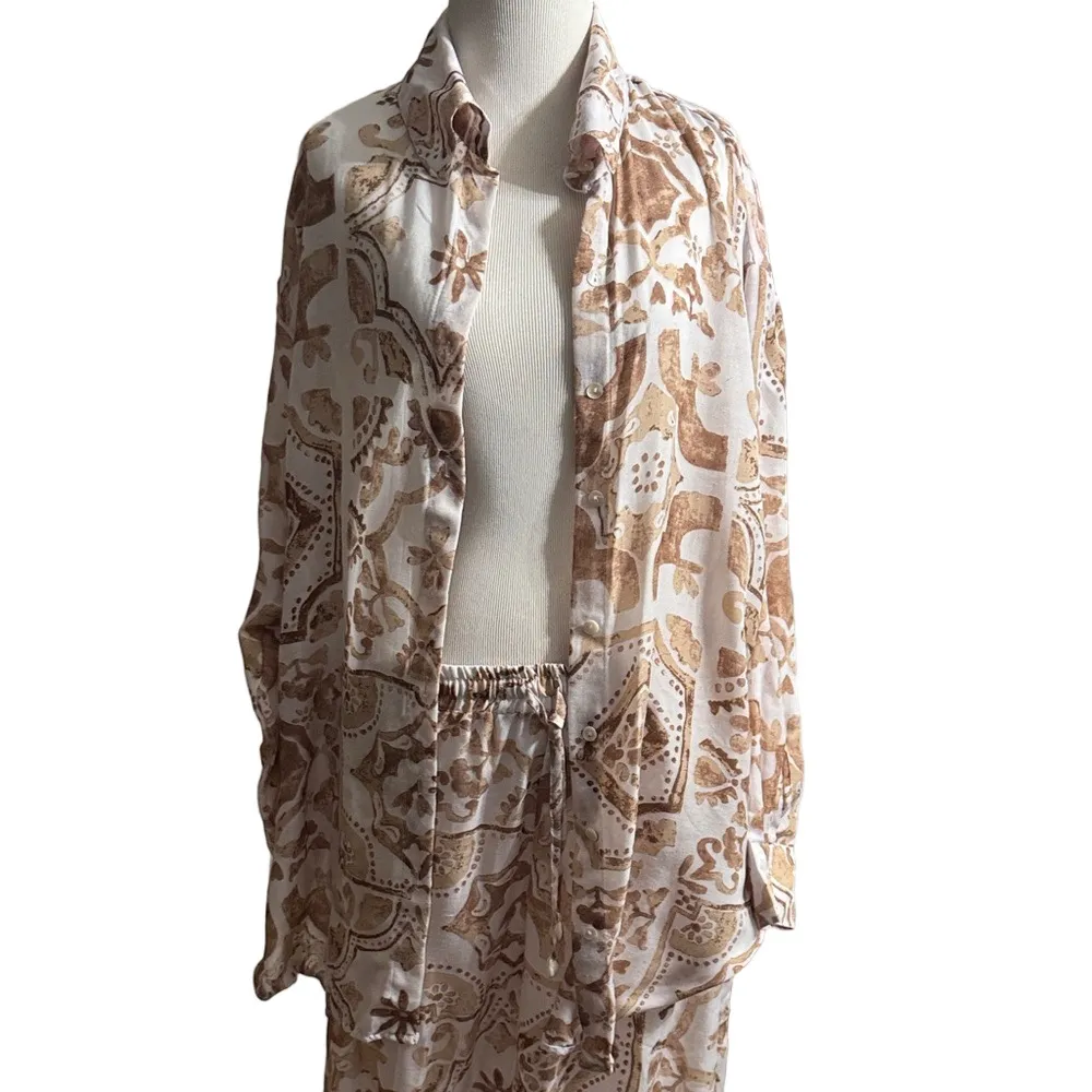 Elegant Patterned Lounge Set White Size L - Image 2