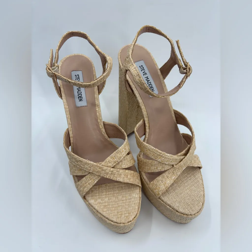 Steve Madden Quinlyn Raffia Platform Block Heel Women’s Sandals - Image 5