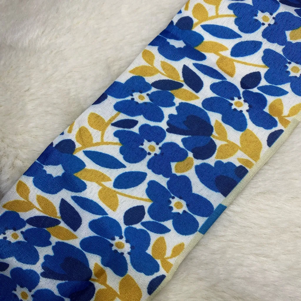 Blue & Gold Floral Bag Twilly / Scarf ‘Like Summer. Like Rain’ NEW - Image 3