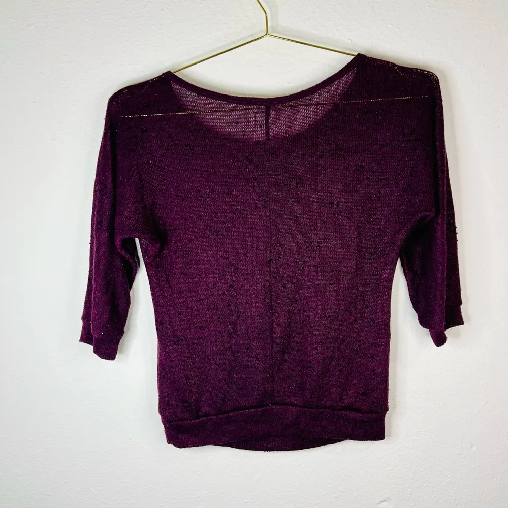 Mary Jane Women's Purple Knit 3/4 Sleeve Top Small Lightweight Casual Chic - Image 5