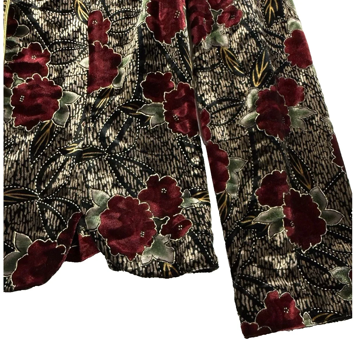 Velvet Floral Gold Black Holiday Jacket Top Wome's Size 12P Metallic R&K Evening - Image 2