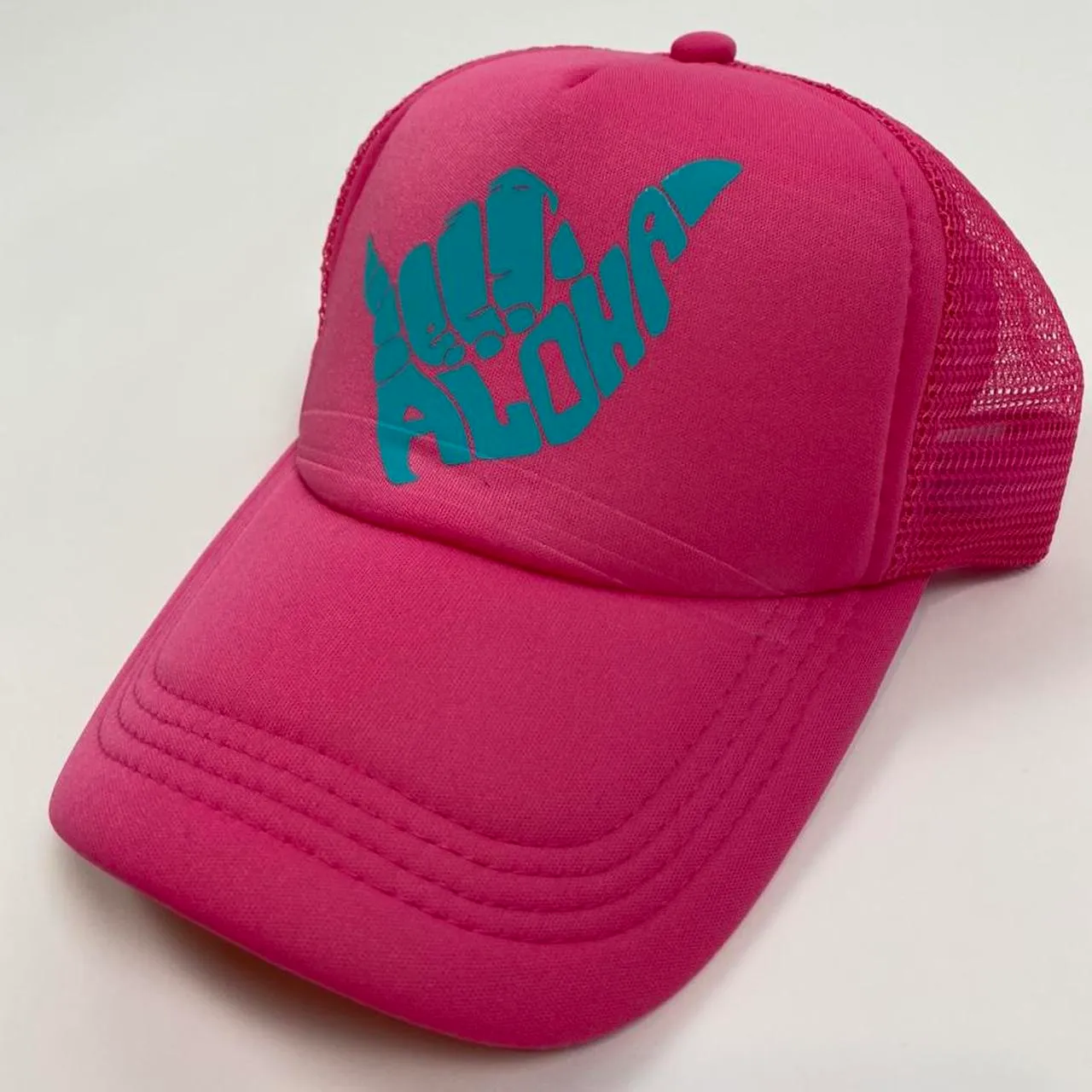 Custom Aloha Trucker Hat Pink - Image 2