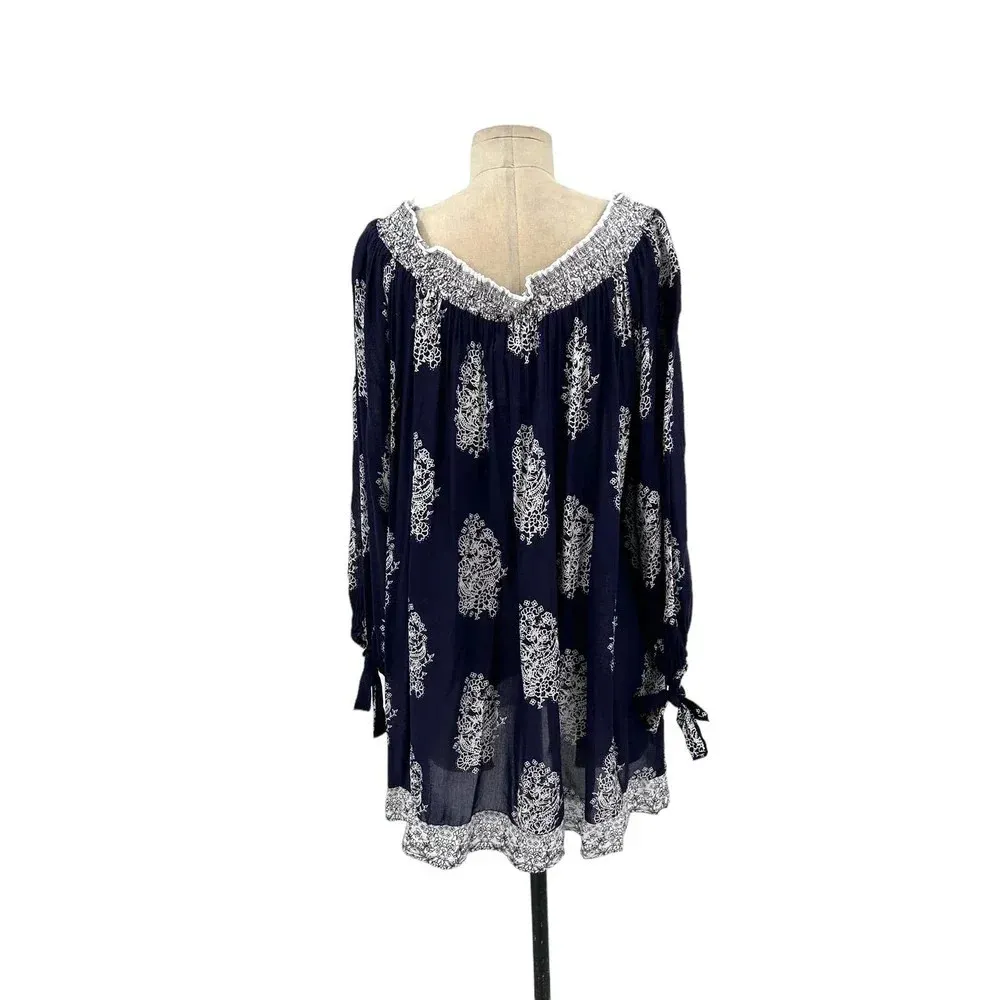 Faithfull the Brand Mali Dress in Devani Print Navy Blue Size US 6 - Image 8