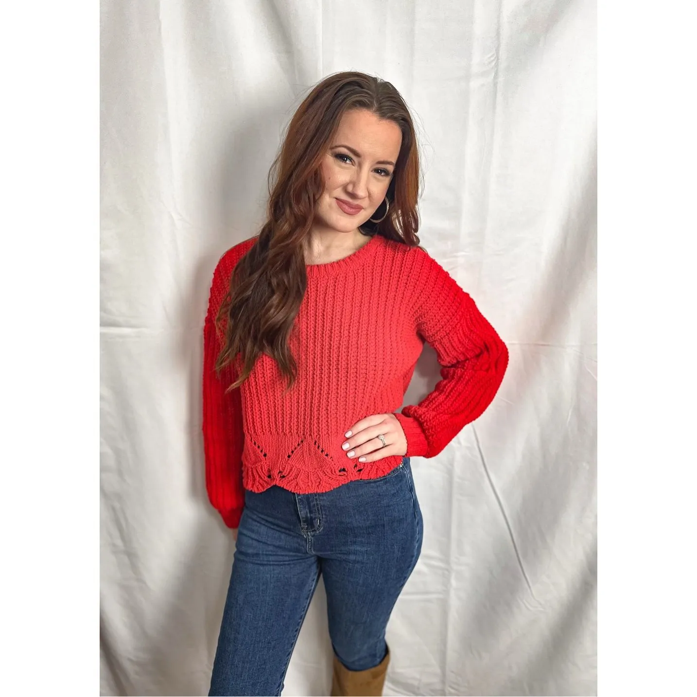 Francesca’s Chunky Red Knit Sweater - Image 10