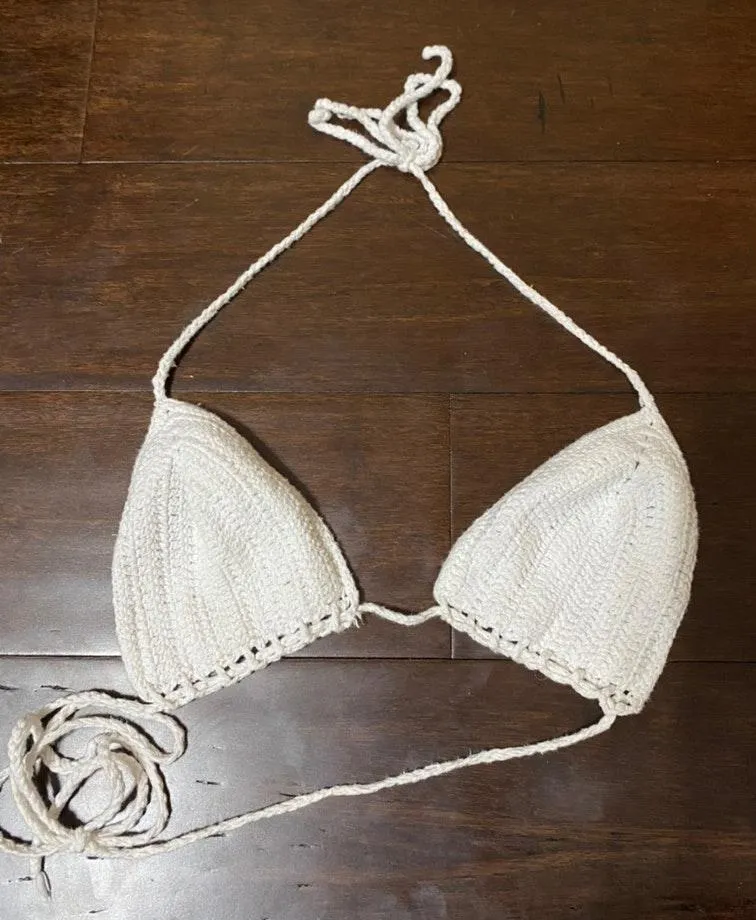 White Knit Bikini Top Size XS - Image 2