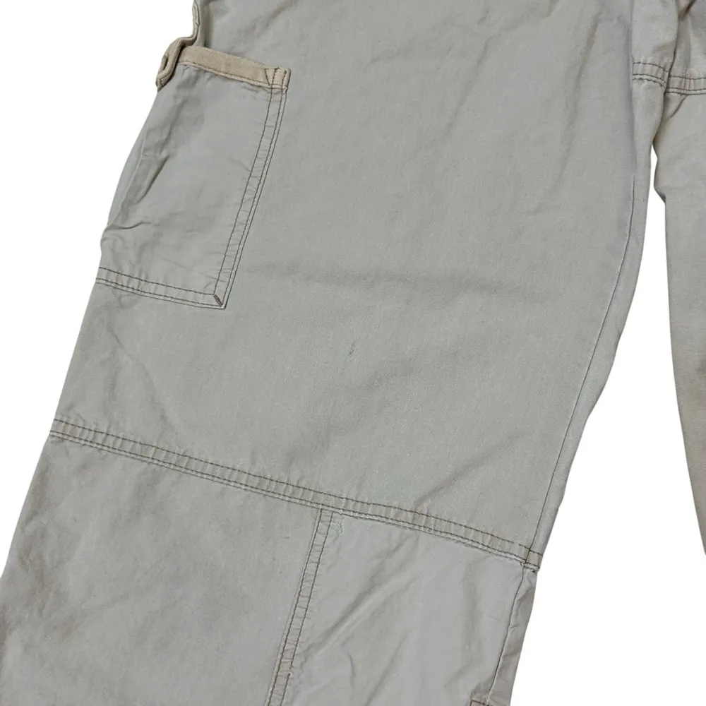 Abercrombie & Fitch Y2K Mid Rise Convertible Cargo Pants Tan Large Wide Leg - Image 8