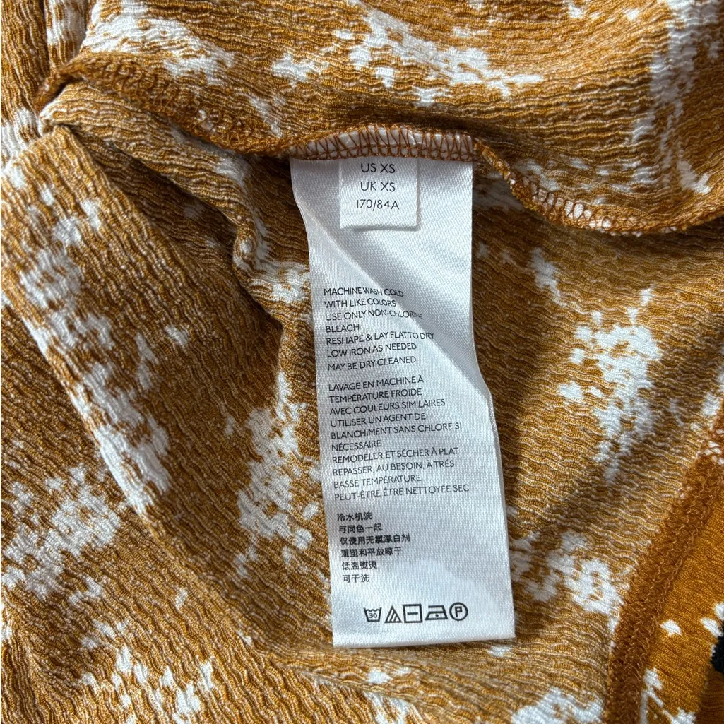 Anthropologie Dolman mustard yellow floral tie waist 3/4 sleeve top blouse xs - Image 10