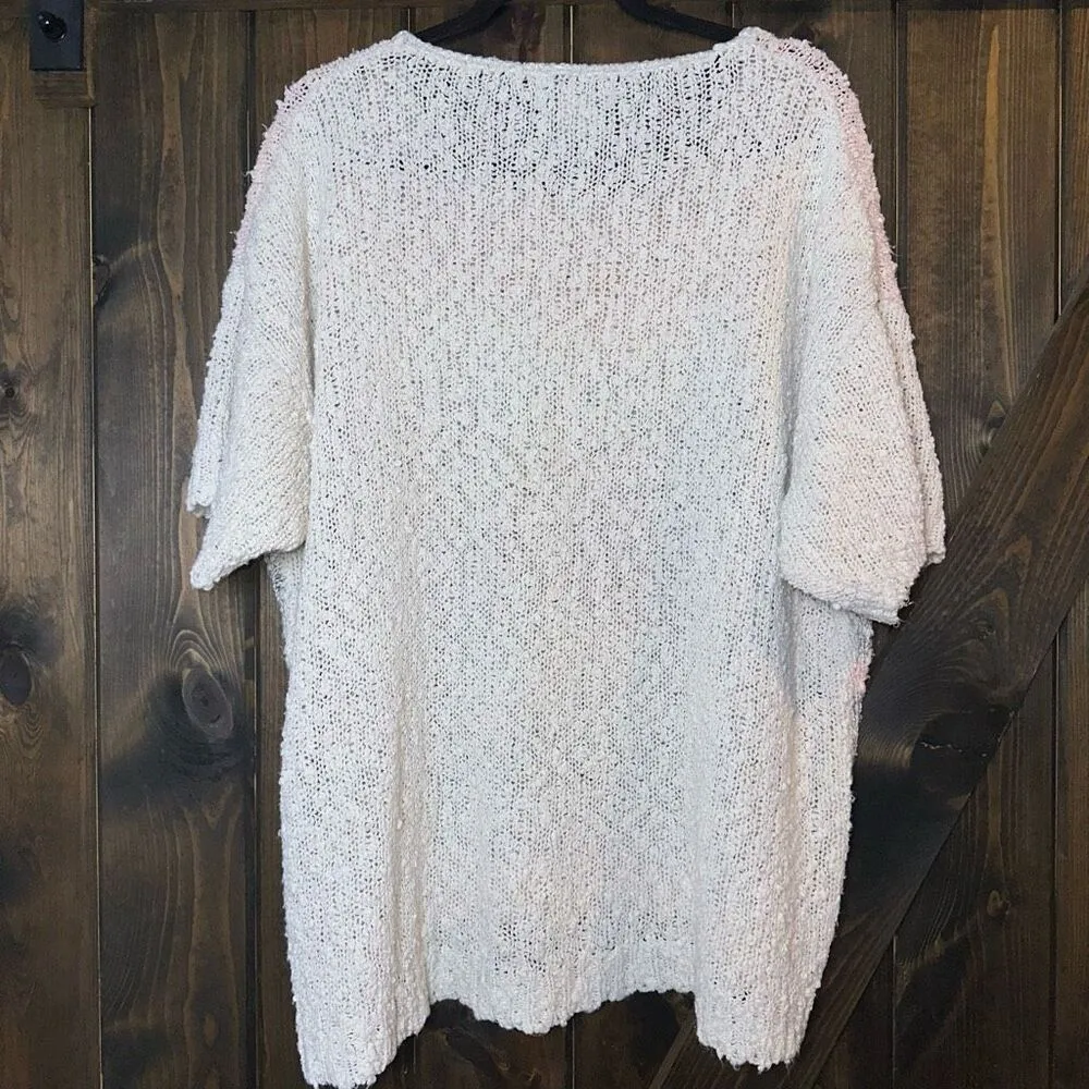 VTG Partners by Mervyn's Floral Knit Cottagcore Boucle Sweater Pink Size 2X - Image 2