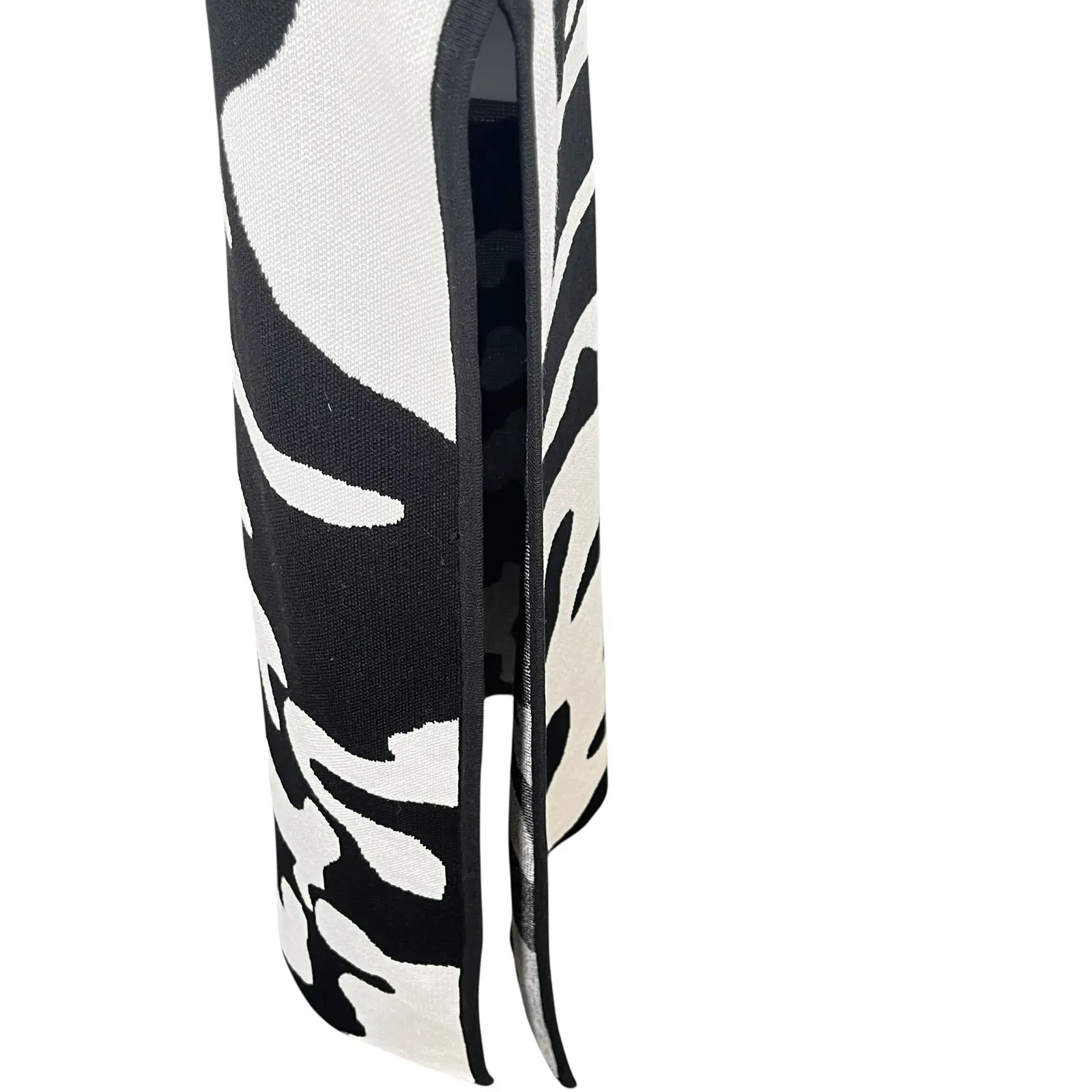 Micas Women One Shoulder Black White Abstract Knit Bodycon Maxi Dress Slit Small - Image 4