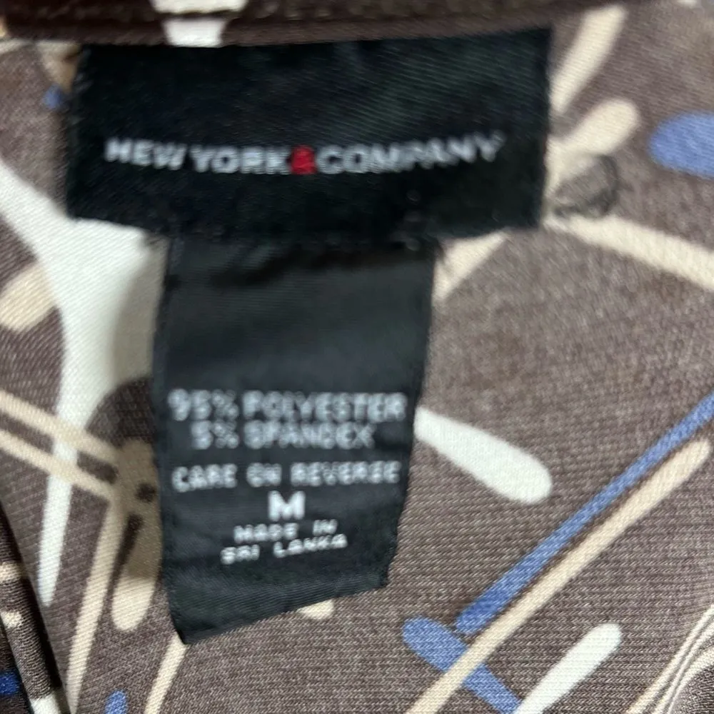 New York & Company brown tan and royal blue faux wrap dress size medium - Image 6