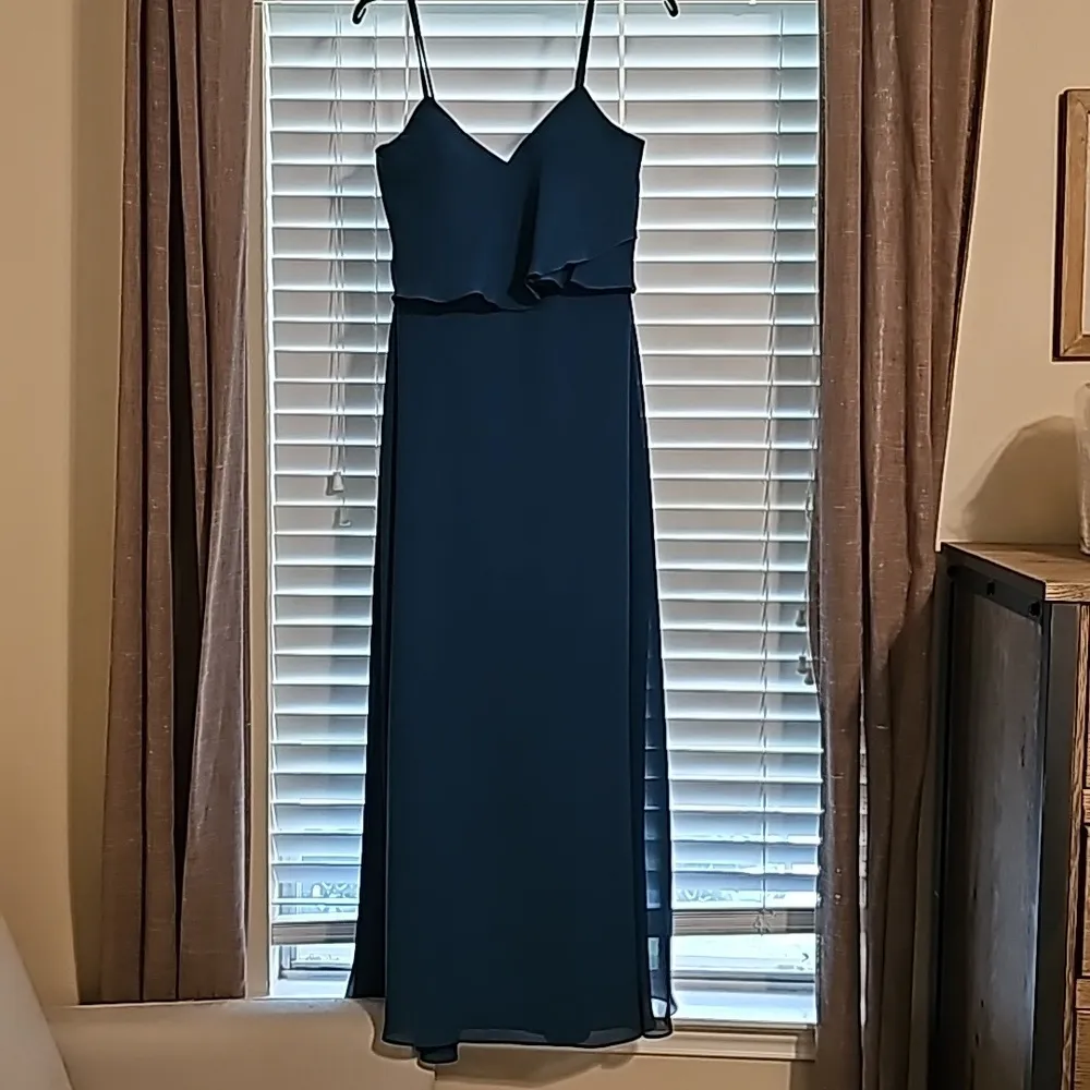 KF Bridal Dress Floor Length Sleeveless Bridesmaid Blue Green Size 8 - Image 4