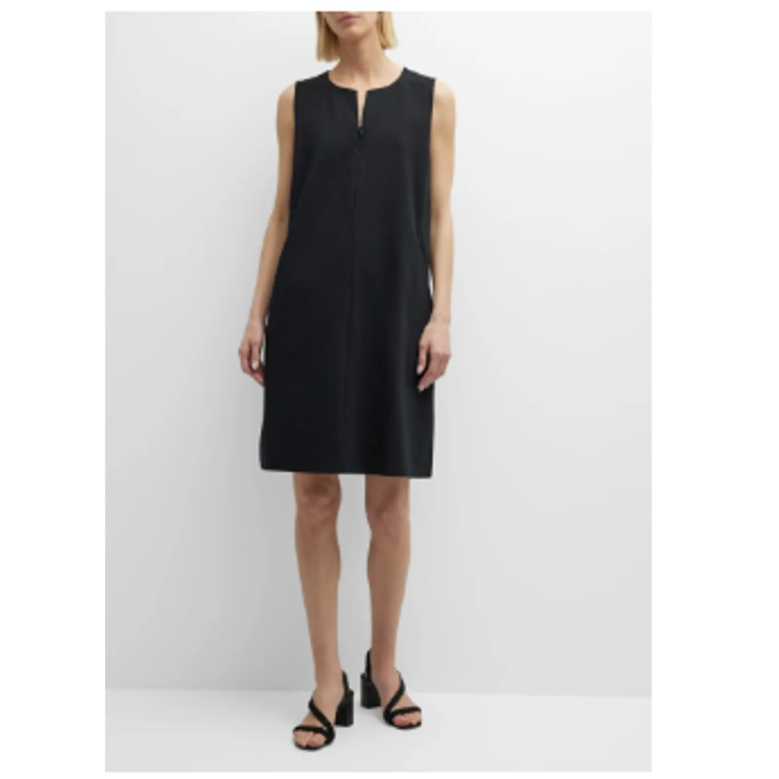 Eileen‎ Fisher Split-Neck Zip-Front Ponte Dress Size Small - Image 3