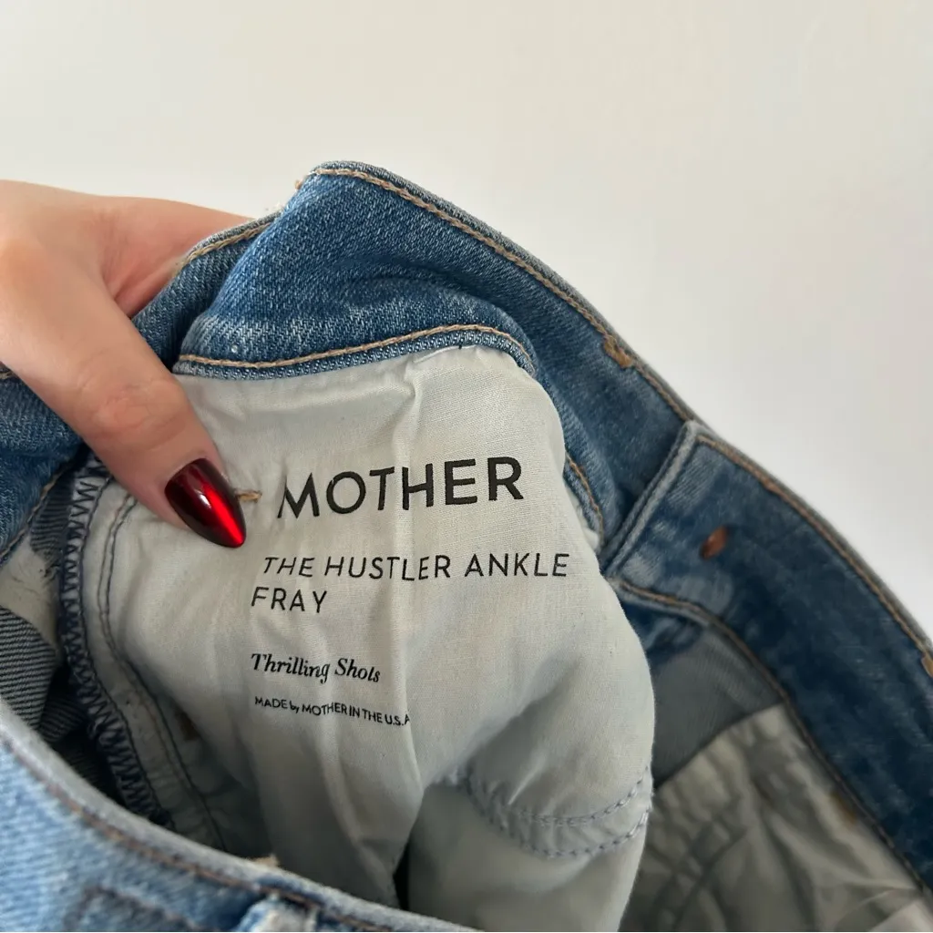 MOTHER Denim The Hustler Distressed Raw Hem Ankle Jeans Thrilling Shots Size 26 Blue - Image 6