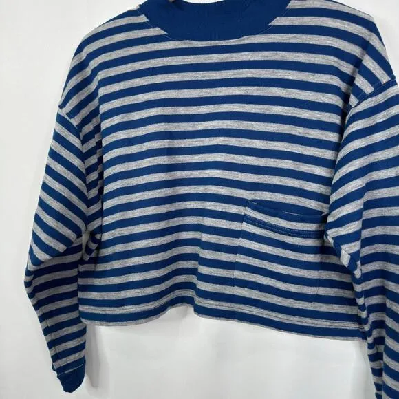 Vintage JCP fragile Crewneck‎ Striped Pocket Crop Long Sleeve Tee SIze L - Image 8
